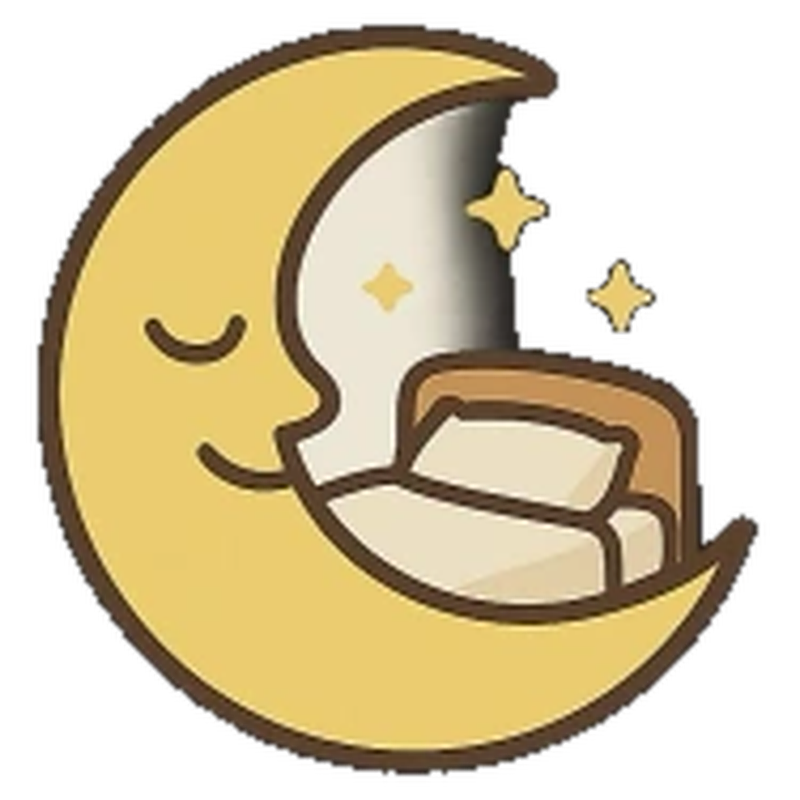 Better Sleep moon hugging a pillow